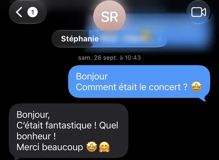 Message de Stéphanie après le concert de Céline Dion : « C'était fantastique ! Quel bonheur ! Merci beaucoup »